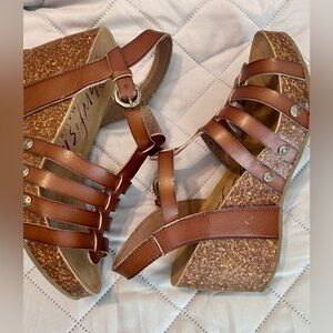 Blowfish Brown Strappy Wedge Sandals